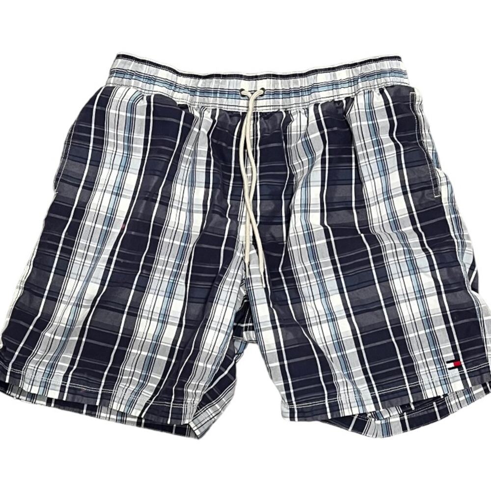 Tommy Hilfiger Men’s XL Swim Trunks Board Shorts Mesh Lining Pockets Plaid Surf